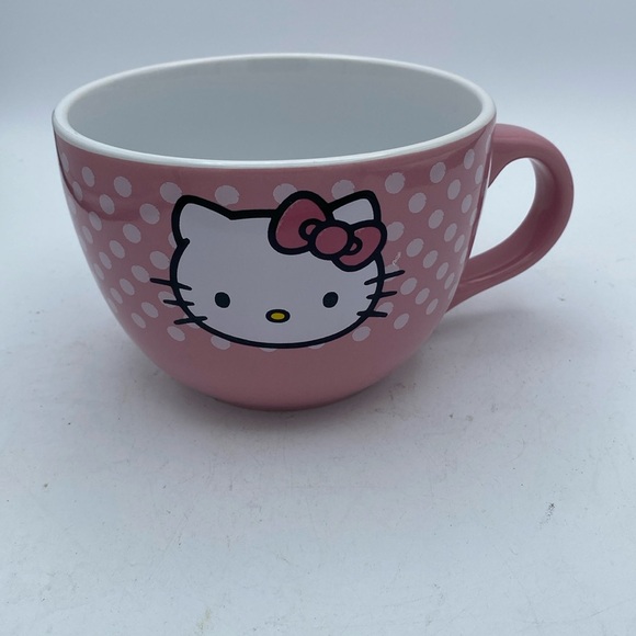 Hello Kitty by Sanrio 24 0z ceramic pink white polka dots coffee hot cocoa mug - Picture 1 of 5